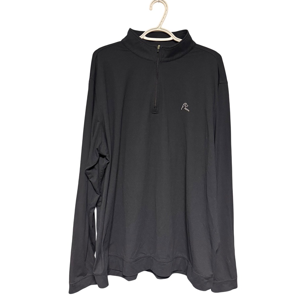 Rhoback Mens 3XL Performance Quarter Zip Pullover Black Long Sleeve Golf Shirt